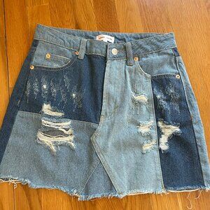 Denim Patchwork Skirt